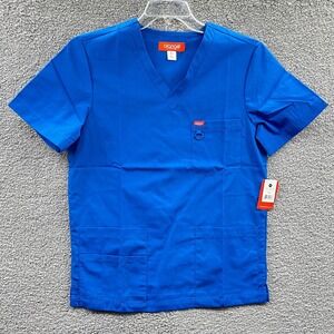 Womens‎ Scrub Top XS Royal Blue Minimalist Healthcare Workwear Essential Utility